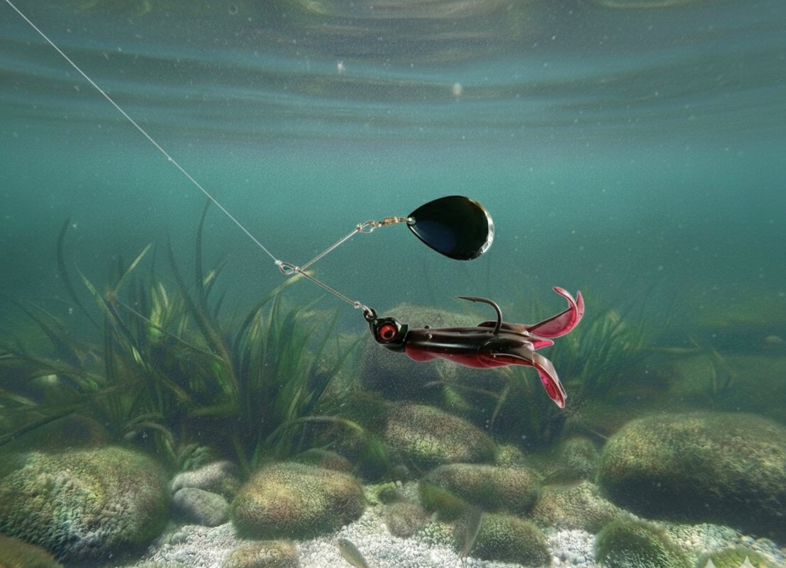 Lure Innovations Lil’ Dynamite Black and Red Compact Spinnerbait